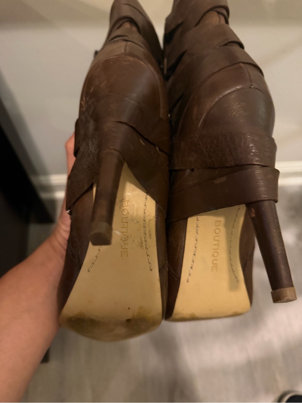 Boutique 9 Brown Strappy Leather High Heels